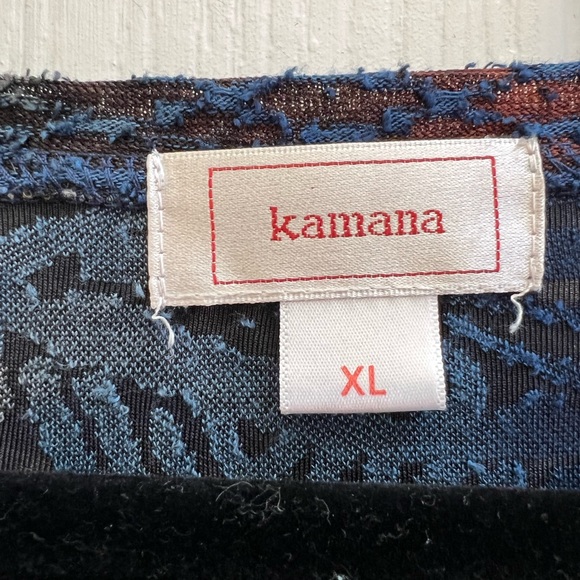 Lagenlook Artwear Tunic Top Kamana XL Blue Copper Textured High Low Boutique - Picture 3 of 6